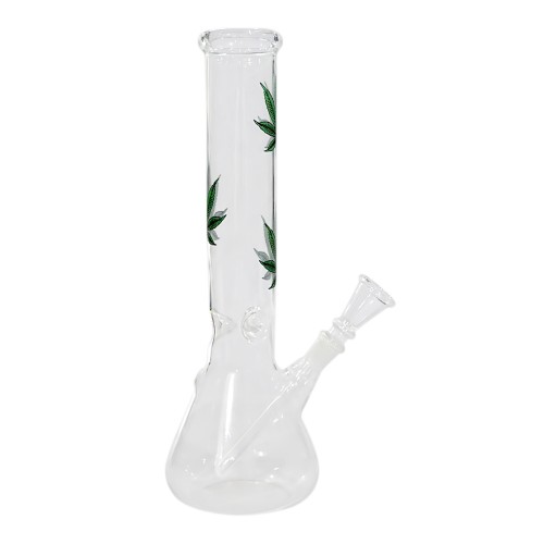 12 Inch Leaf Decal Glass Ice Bong