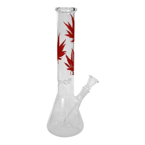 12 Inch Leaf Decal Glass Ice Bong