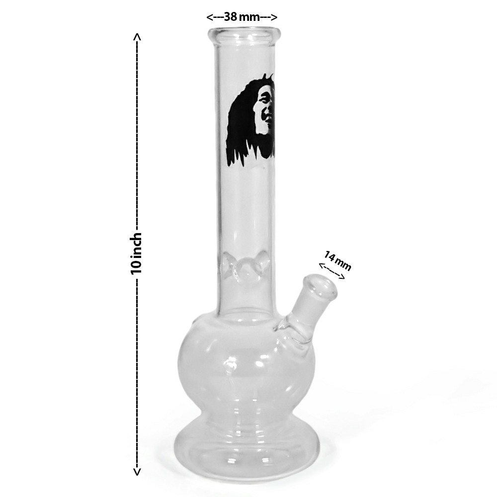 10 Inch  Single Sticker Glass Bong Transparent 