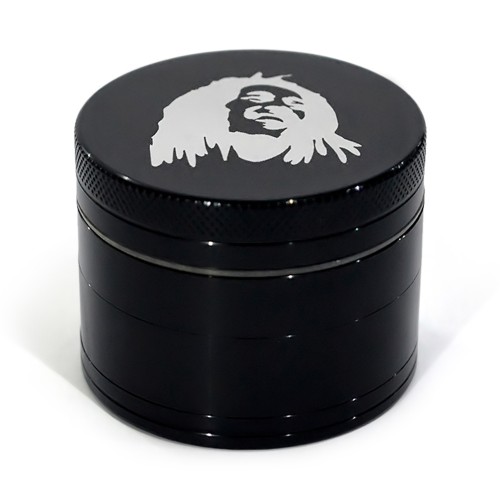 Metal Herb Grinder (CNC 50mm 4 Part, Bob Marley Sticker )