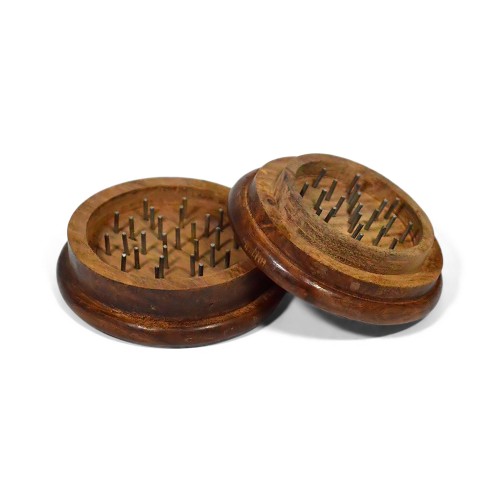 Wooden Herb Grinder Om Carved (2 Part 3 Inch)