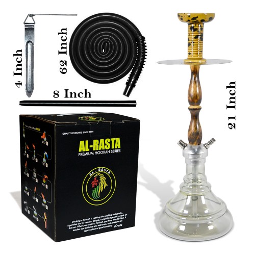 21 Inch Queen Wooden Top Part Hookah With Silicon Pipe 
