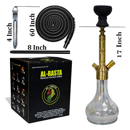 17 Inch KrmaX Danger Jaguar Brass Hookah With Silicon Pipe