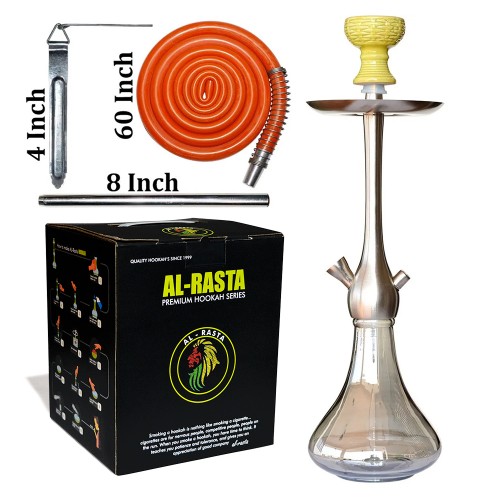 22 Inch KrmaX White Tiger Hookah With Silicon Pipe