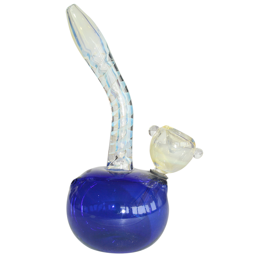 6 Inch Spiral Natural Dimond Cut  Color Glass  Bong 