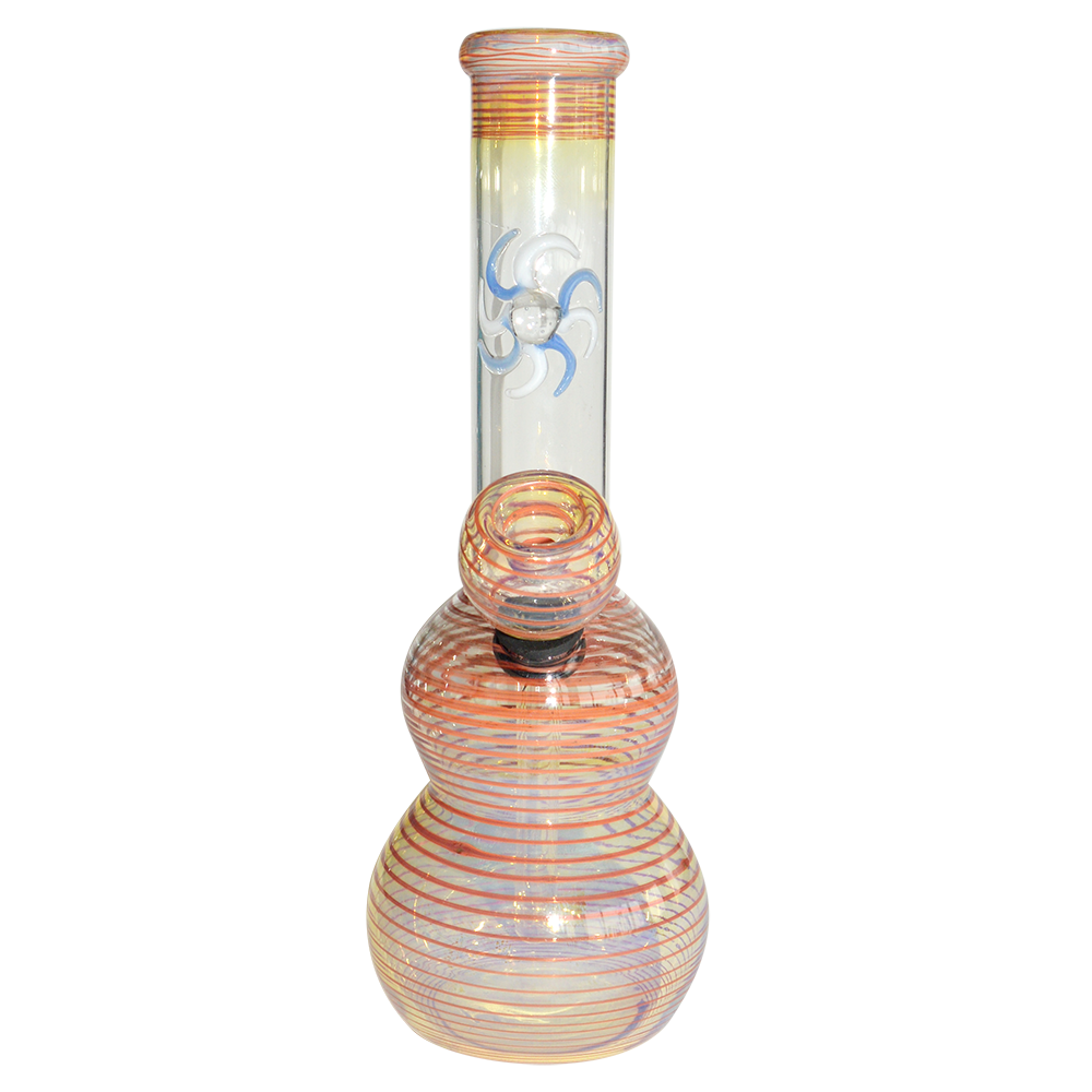 8 Inch Color Changing  Glass  Bong Double Bowl 