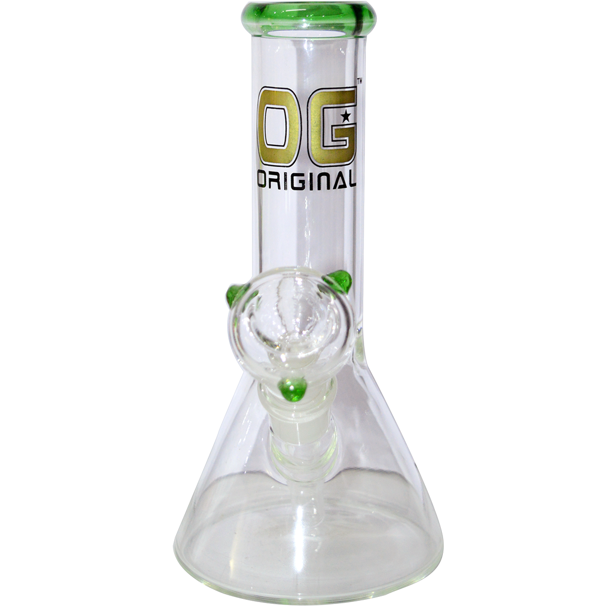 8 Inch Transparent Decal Gold Print Glass Ice Bong