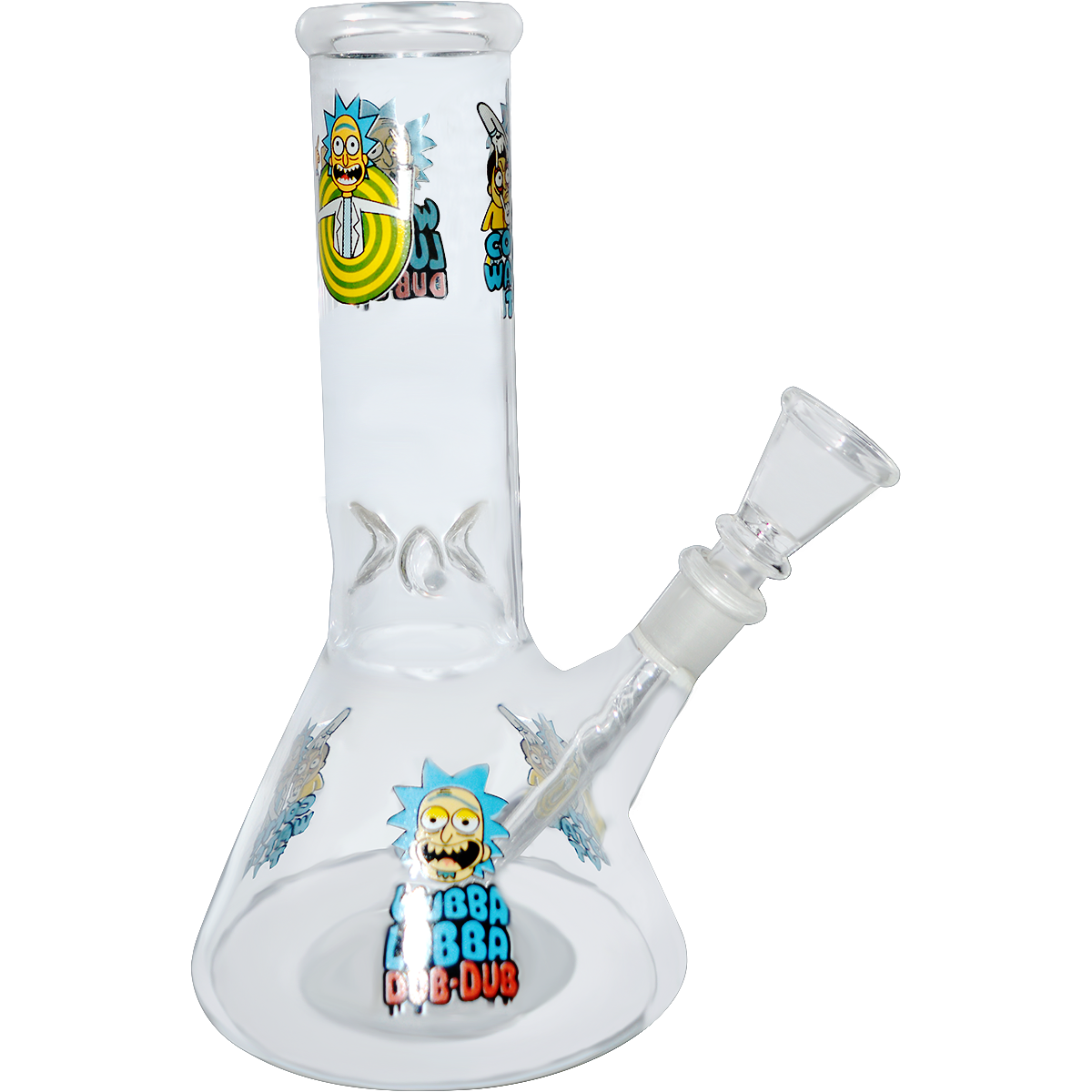 8 Inch Transparent decal Print Glass Ice Bong