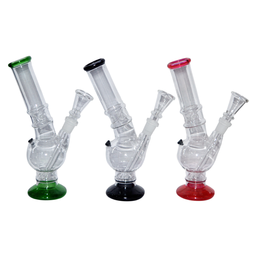 8 Inch Printed Color Glass Ice Bong (Transparent)