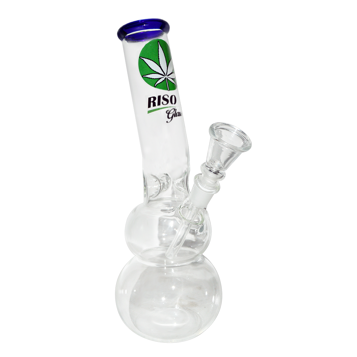 10 Inch Decal Print Glass Ice Bong With Double Bowl 