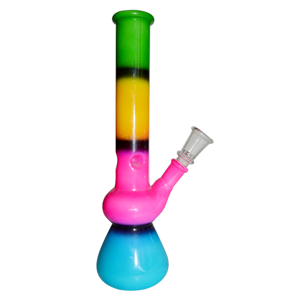 10 Inch Printed  Color Glass Ice Bong 