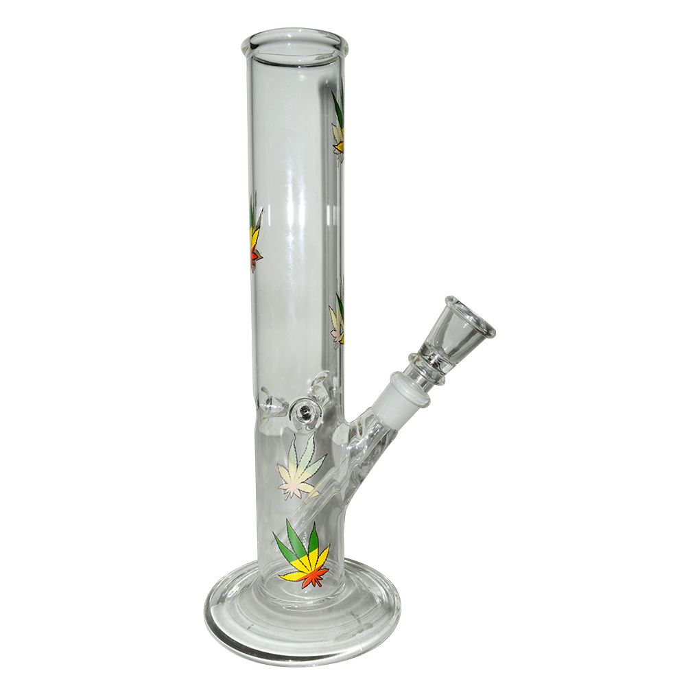 10 Inch Decal Print Glass Smoking Ice Bong 