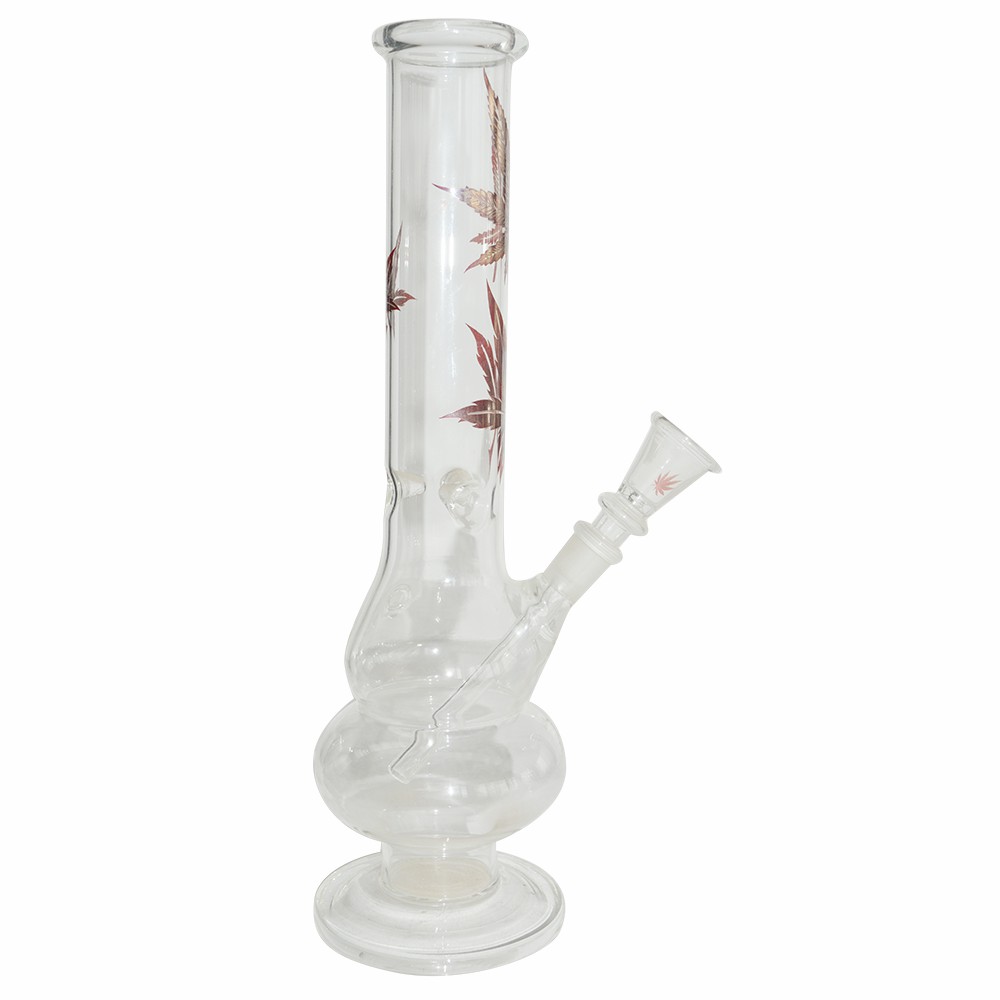 12 Inch Decal Print  Transparent Glass Ice Bong