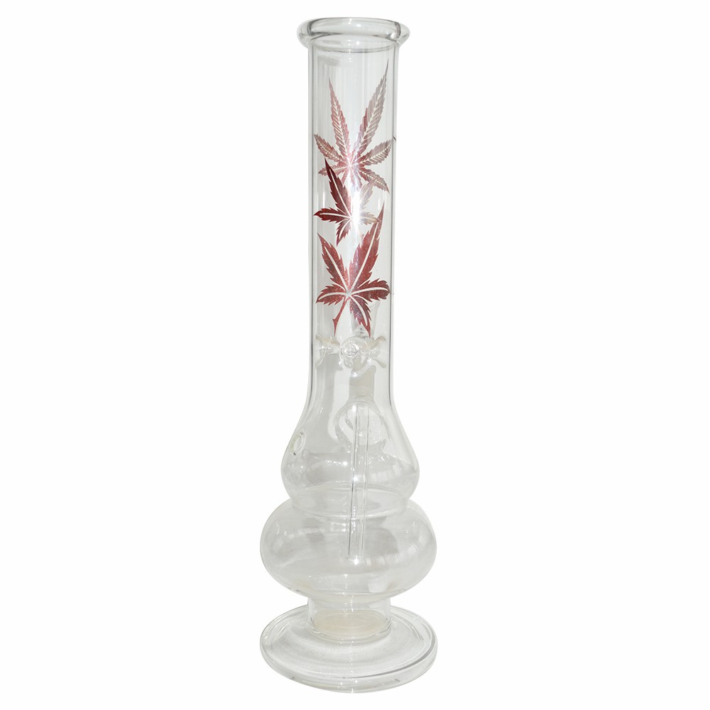 12 Inch Decal Print  Transparent Glass Ice Bong