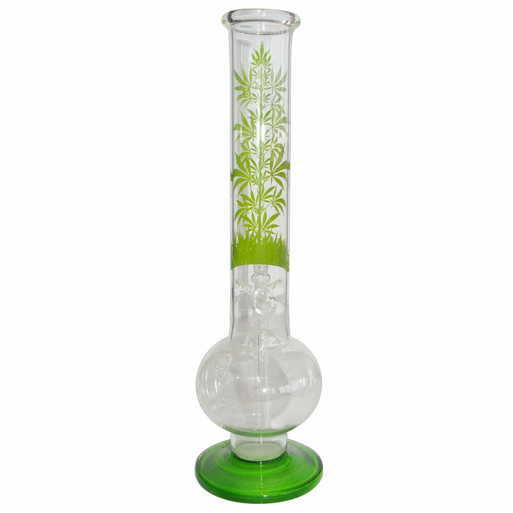 12 Inch  Decal Print Single Bowl Glass Ice Bong 