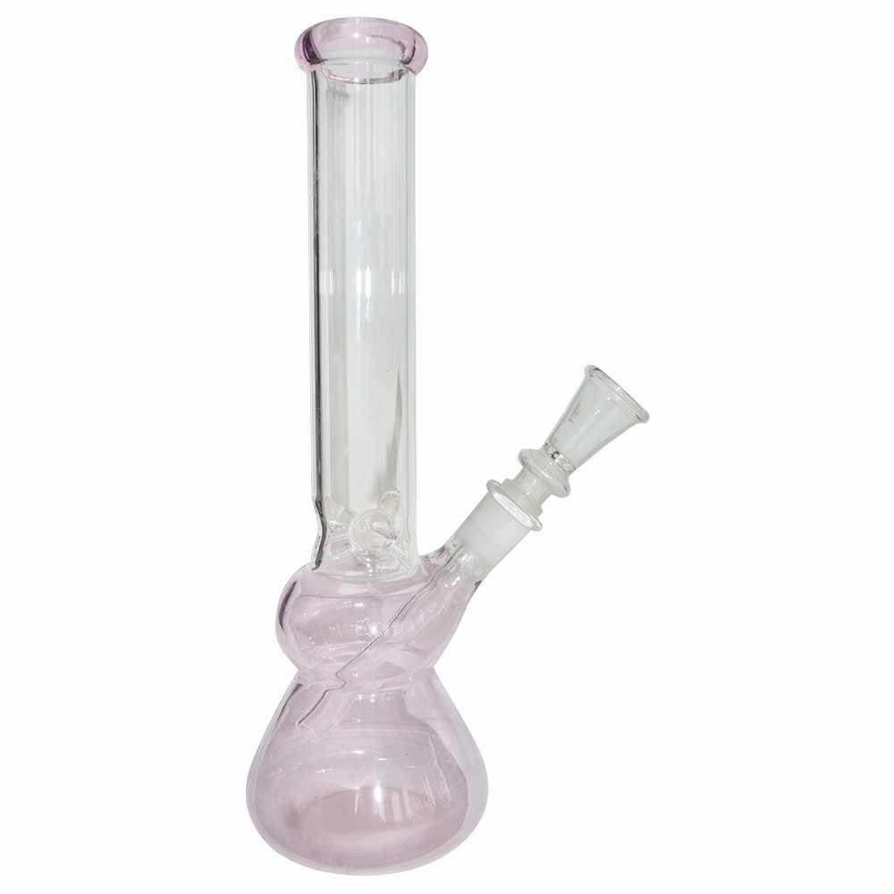 12 Inch Pink Natural Color Glass Ice Bong