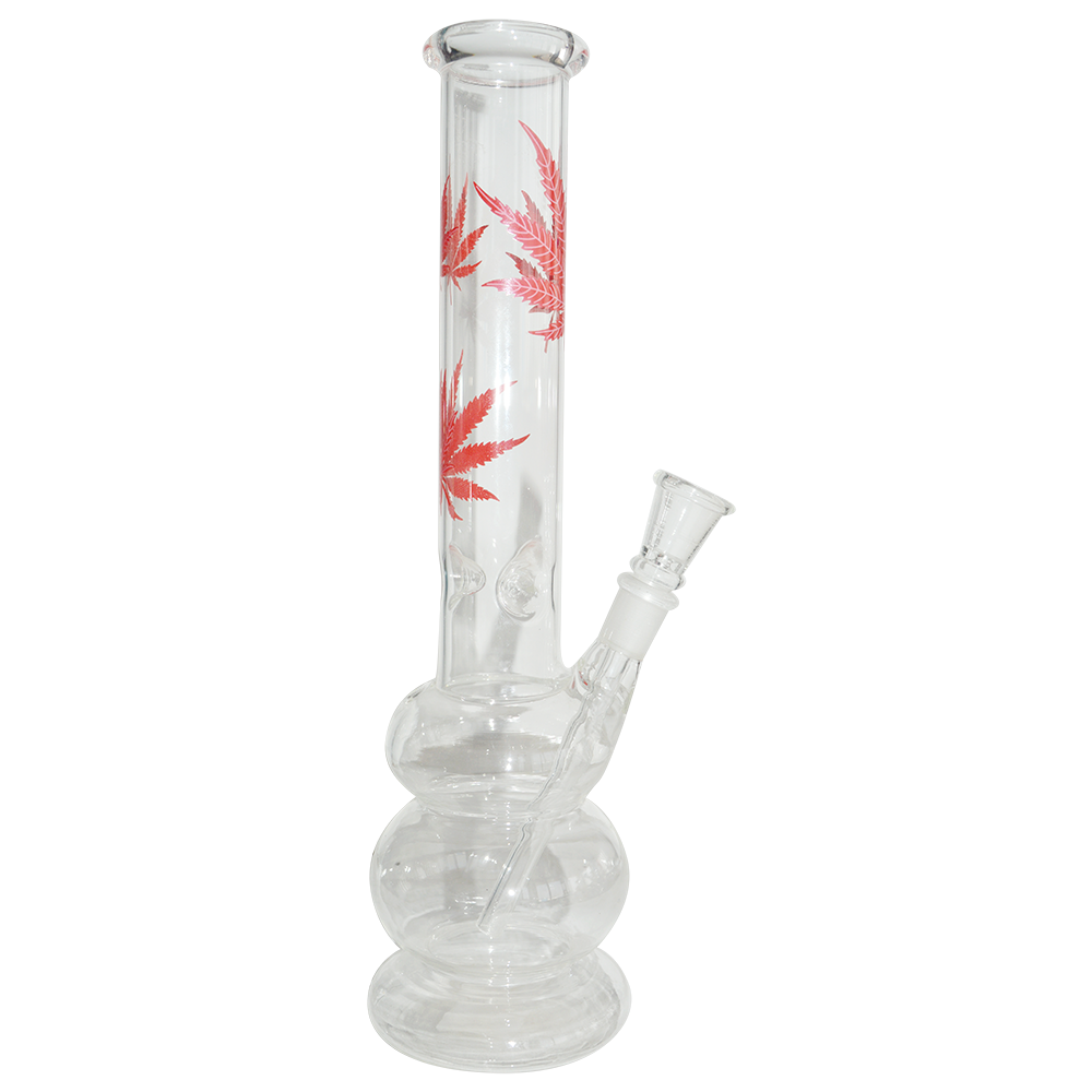 12 Inch Decal Print  Glass Ice Bong 