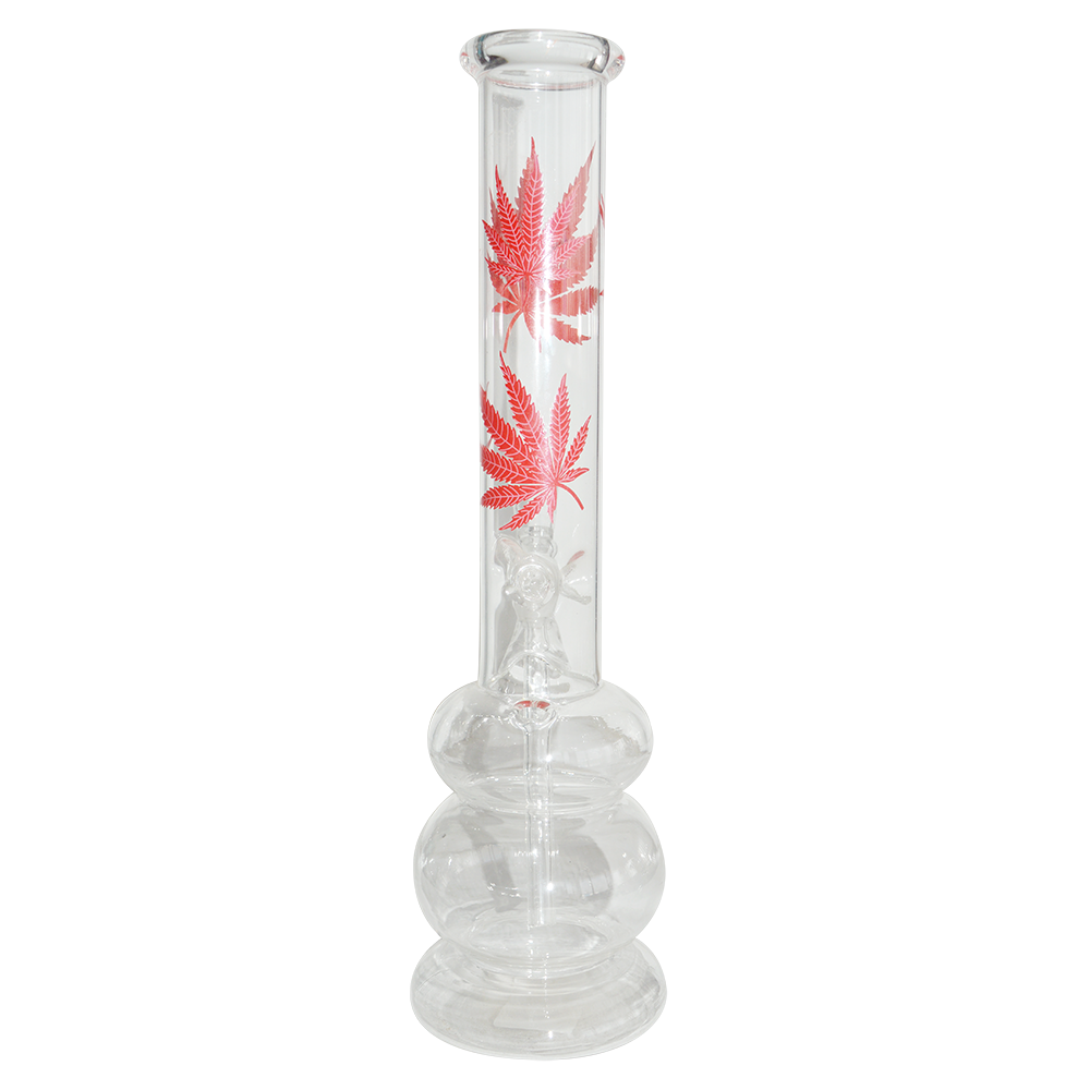 12 Inch Decal Print  Glass Ice Bong 