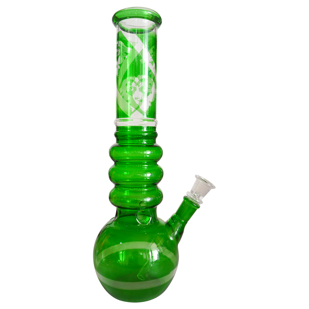 14 Inch Printed Color  Glass Ice Bong 