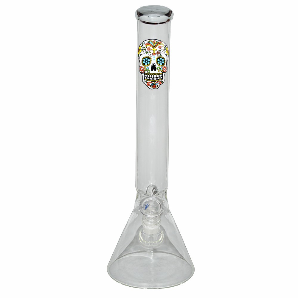 Plain Glass Ice Bong With Sticker 