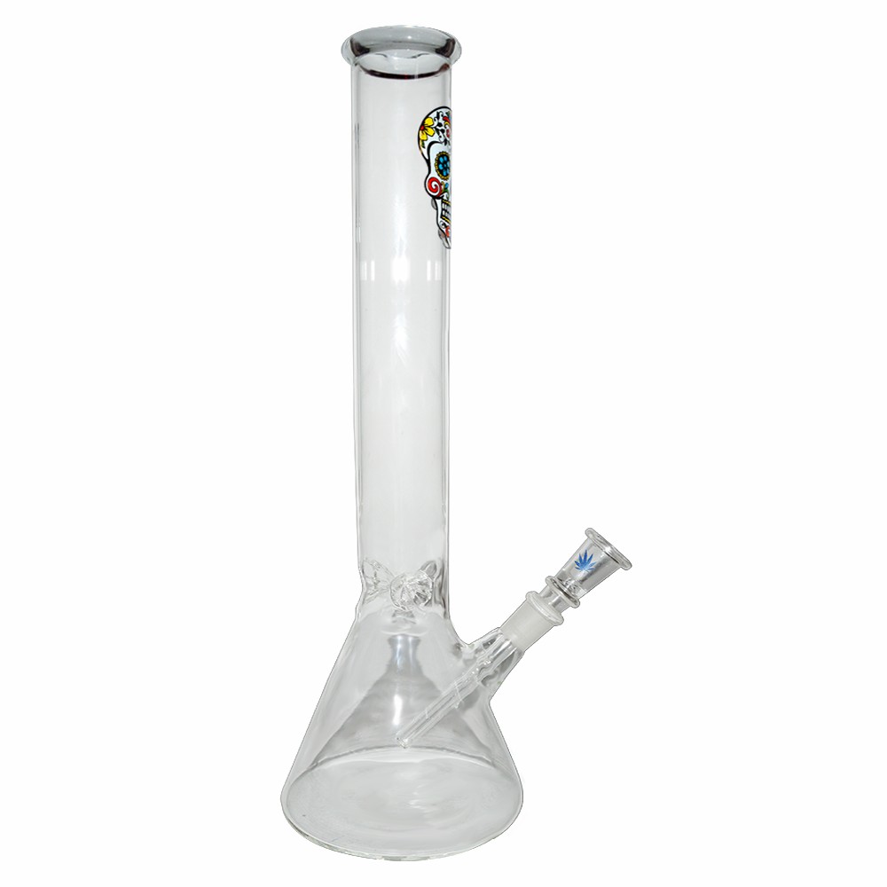 Plain Glass Ice Bong With Sticker 