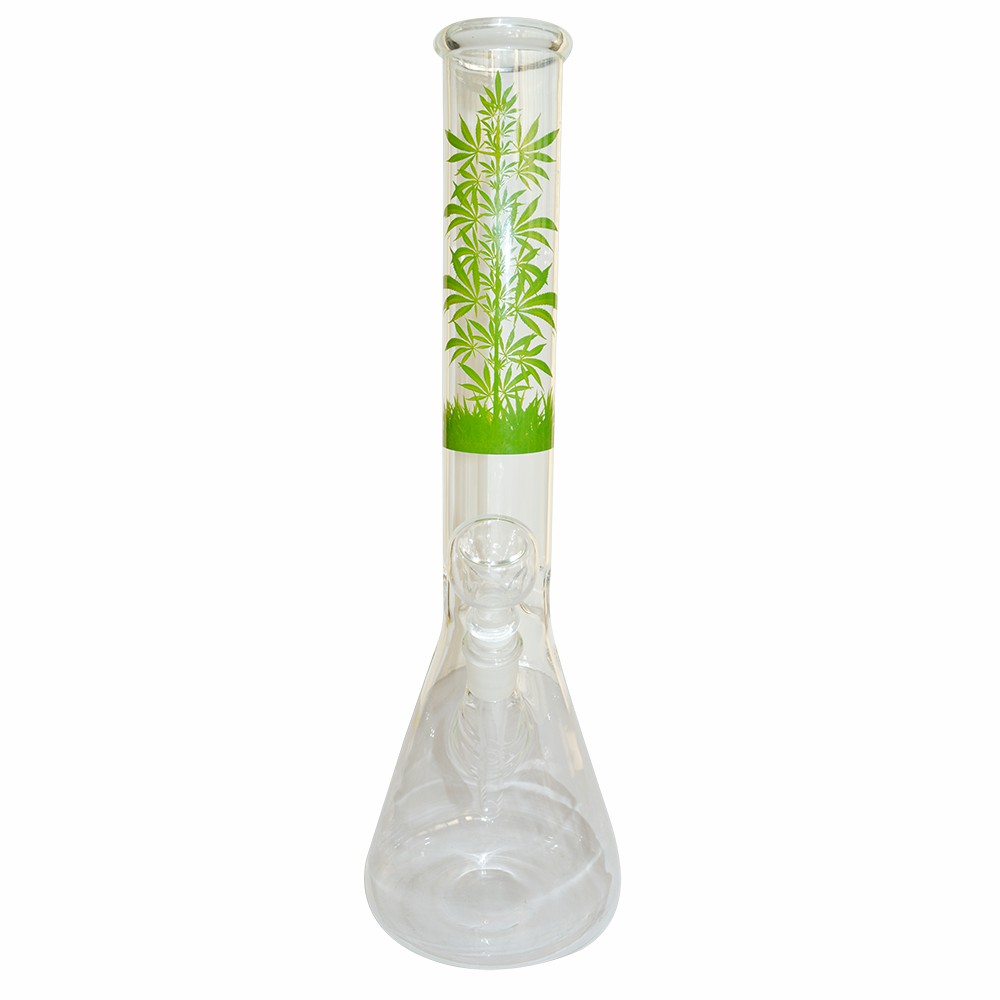16 Inch 50mm Smoking Glass Ice Bong With Sticker 