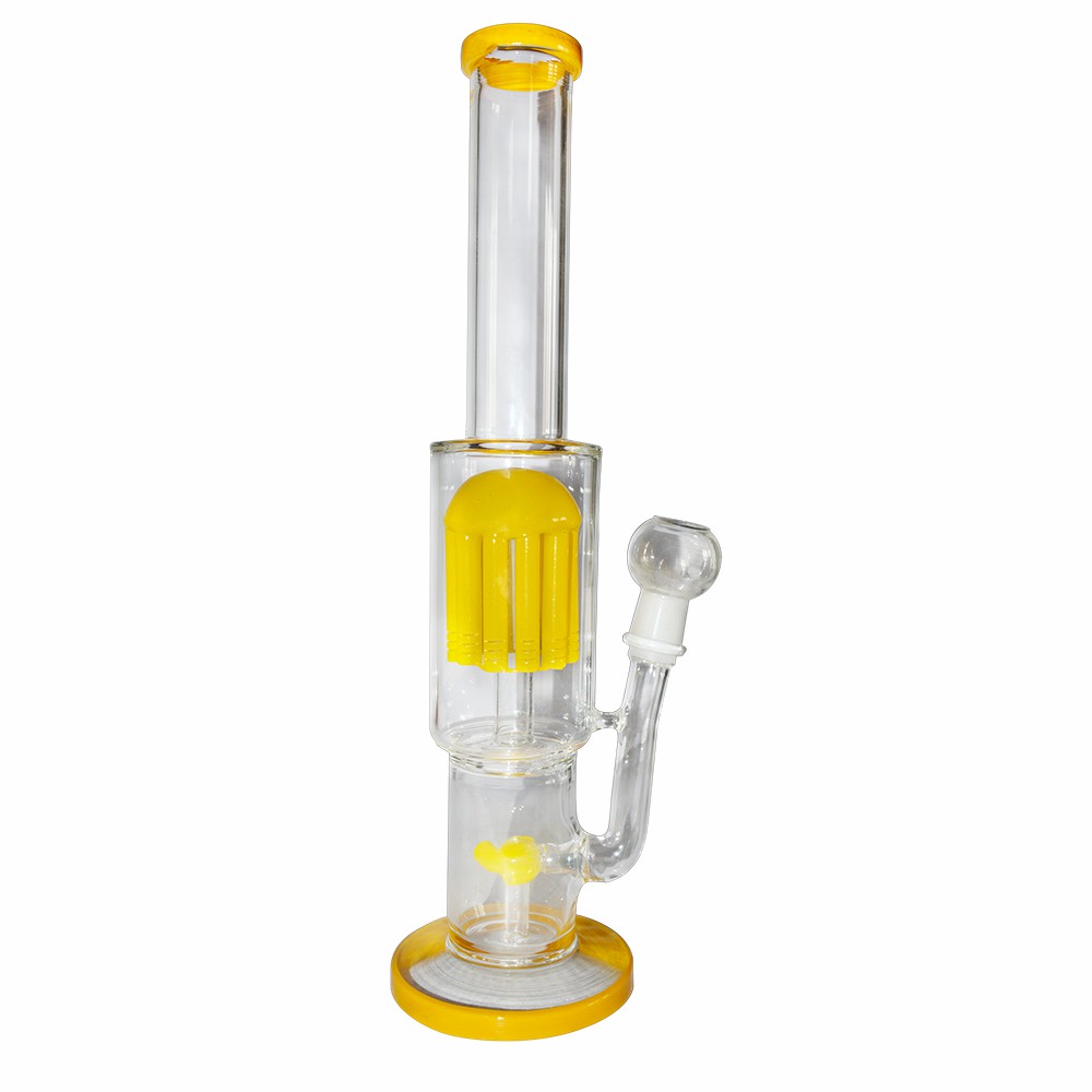 14 Inch Glass Color Chamber With Fan Diffuser Bong