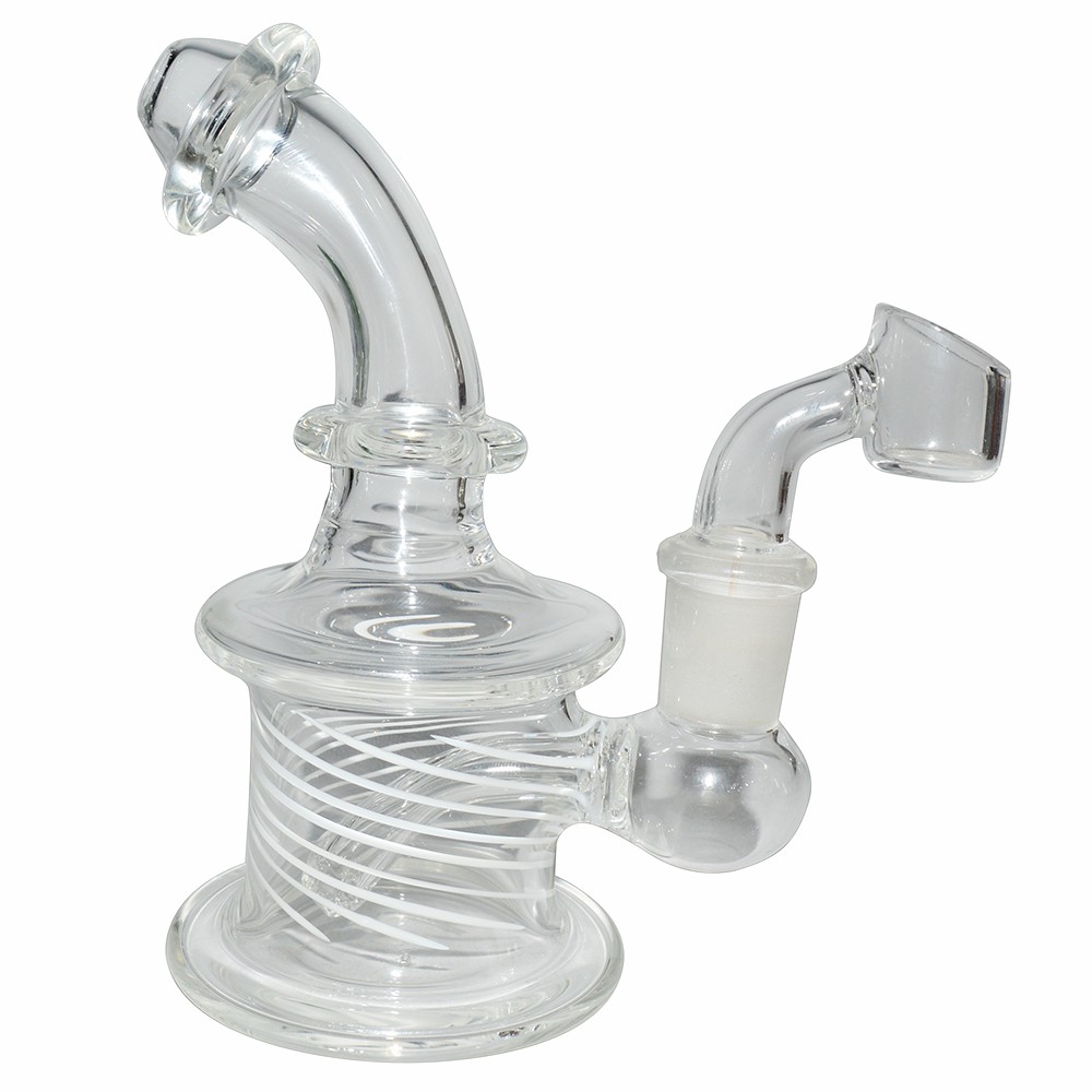 4 Inch Spiral Design Glass Dab Bong With Banger