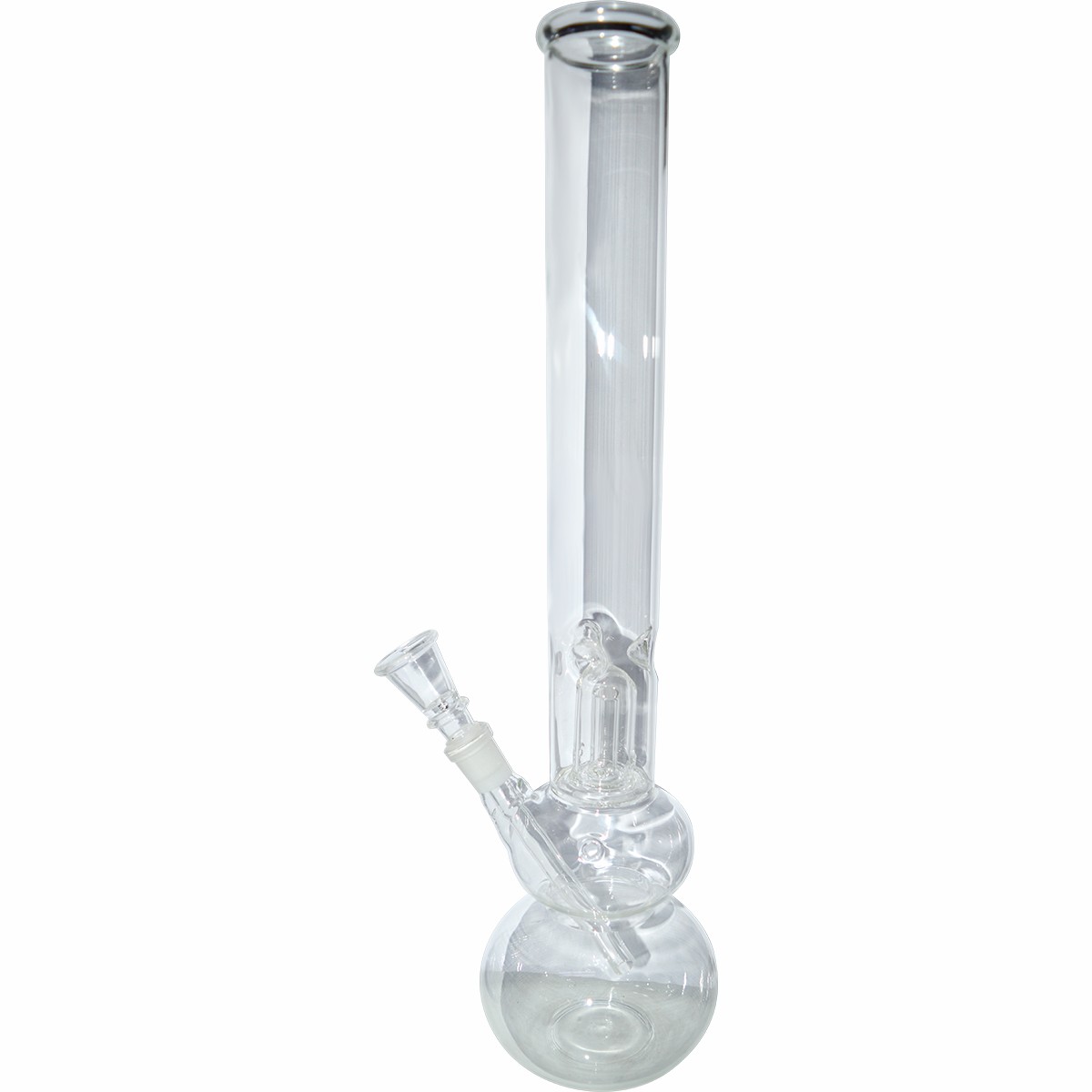18inch Double Bowl Smoke Glass Ice Bong (Transparent)