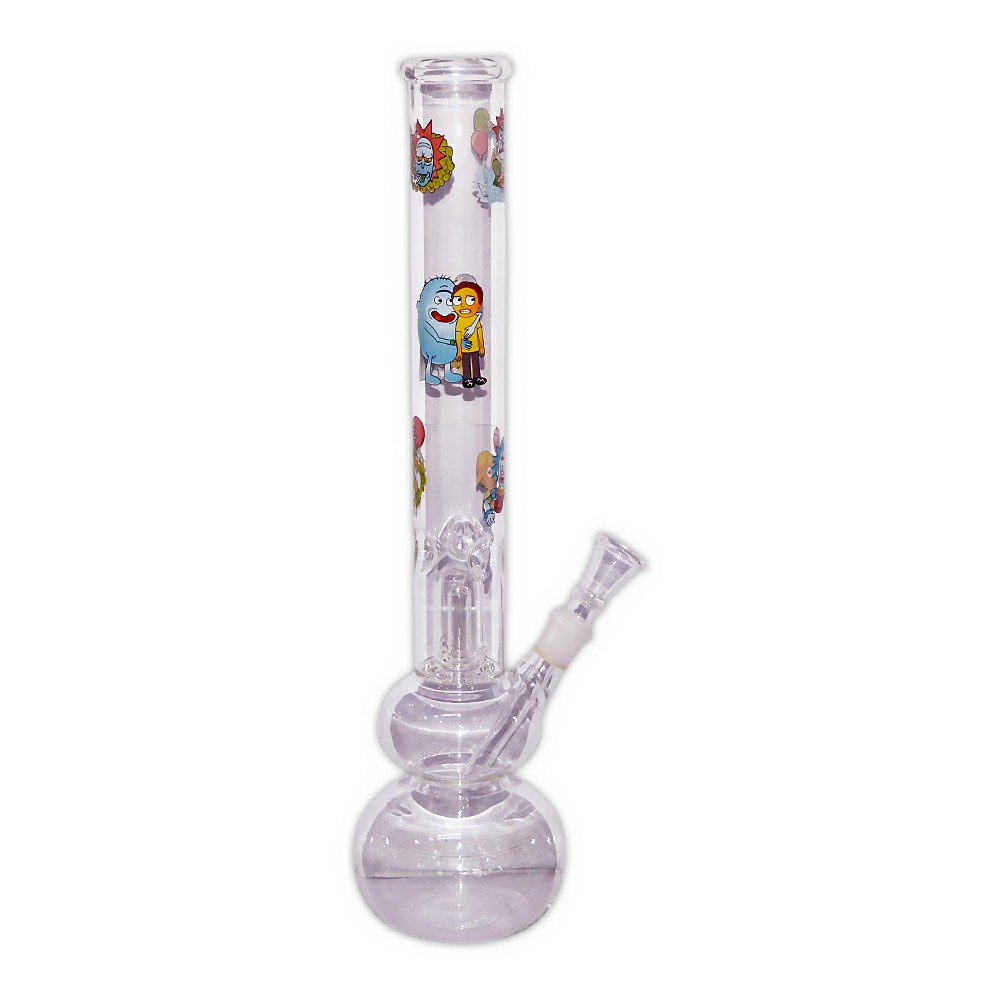 18inch Transparent Glass Ice Bong With Sticker 