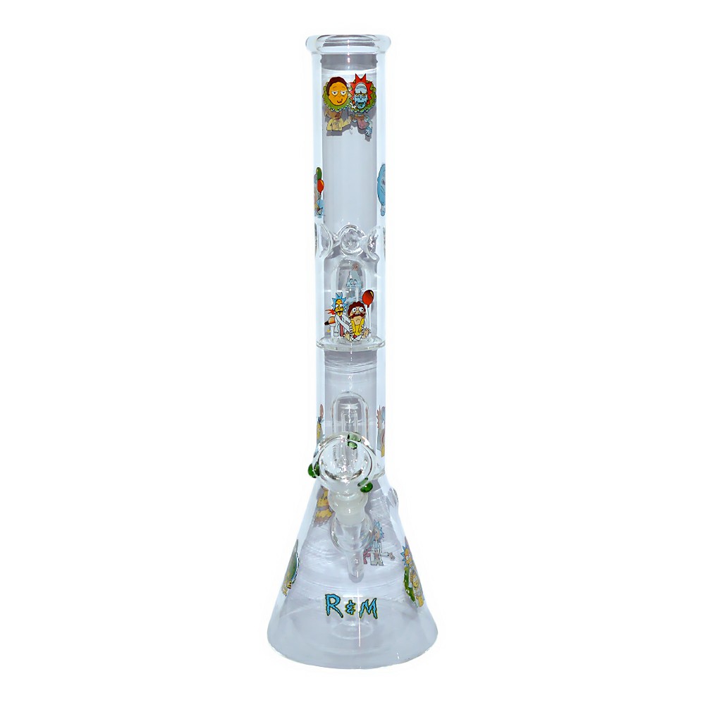 18inch Plain Glass Ice Bong Transparent with Sticker 