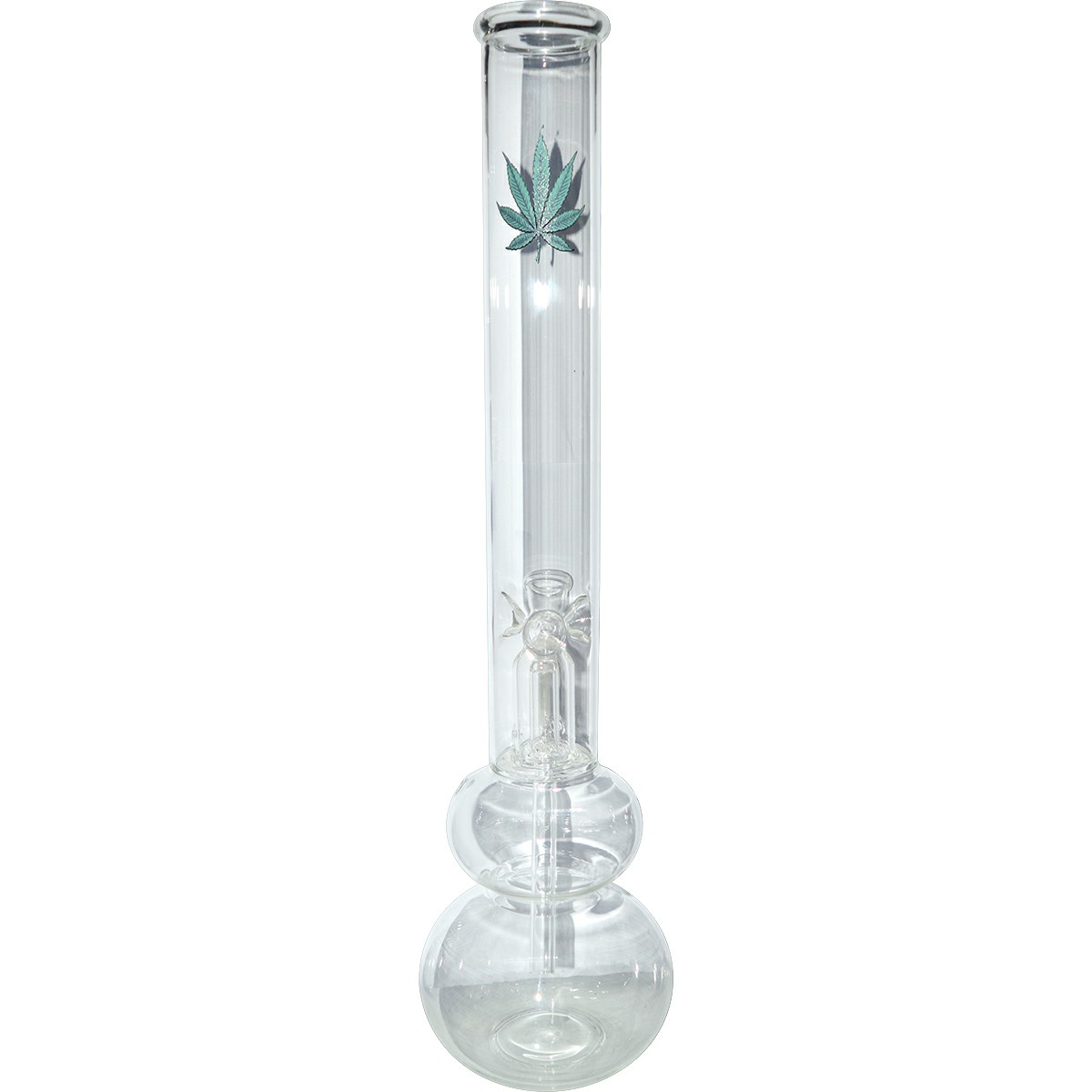 18inch Double Bowl Plain Glass Ice Bong With Sticker 