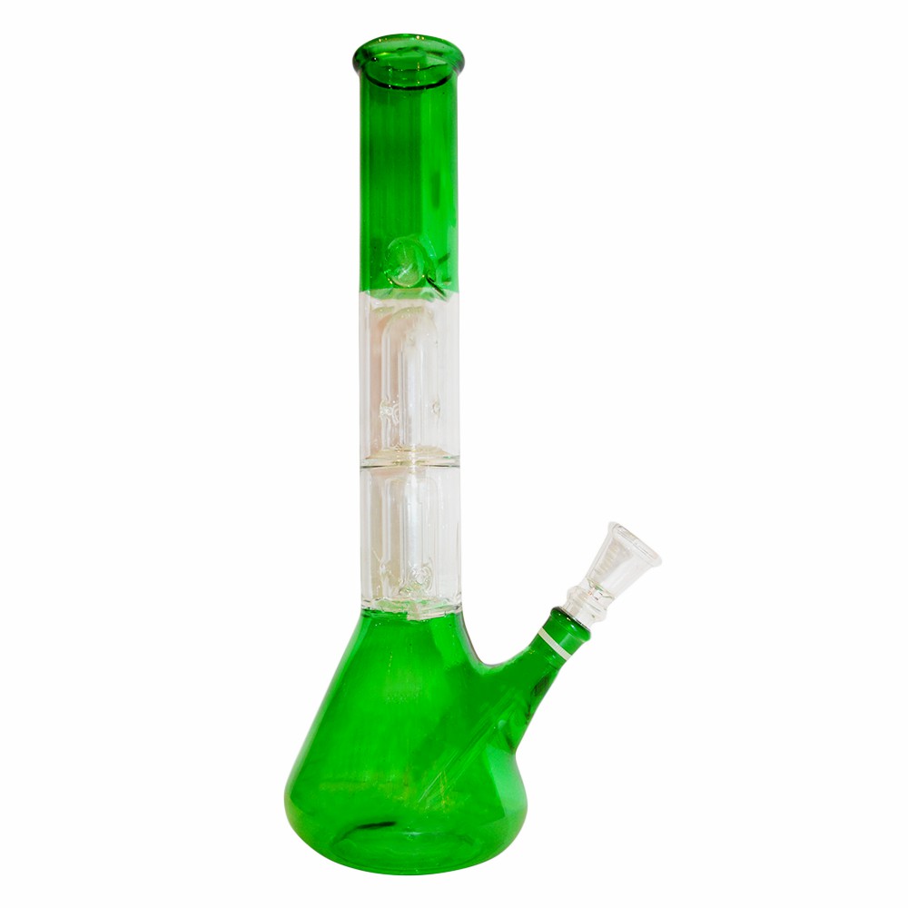 12 Inch Printed Color Double Percolator Glass Ice Bong 