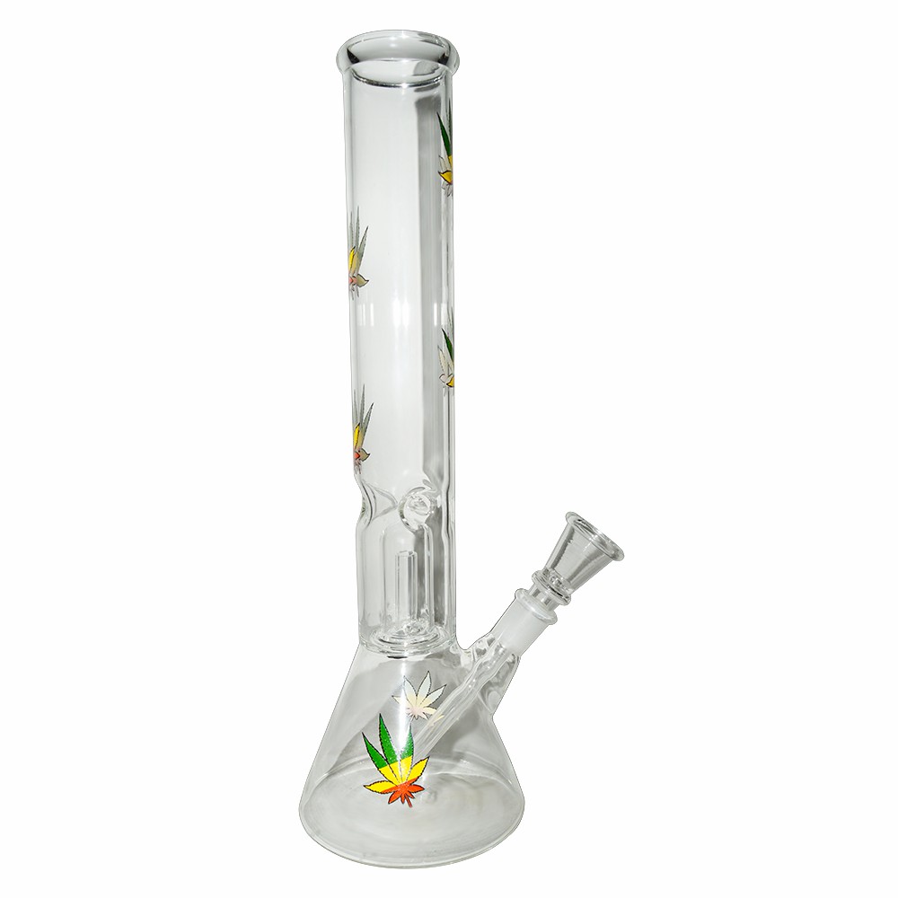 12 Inch Decal Print  Glass Ice Bong  