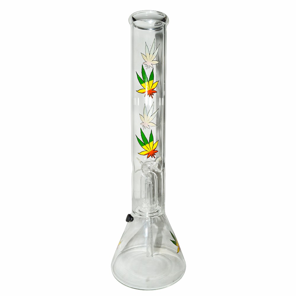 12 Inch Decal Print  Glass Ice Bong  