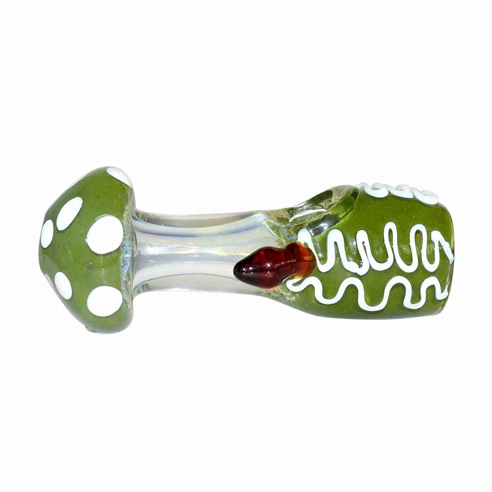 Green Mushroom Color Glass Pipe (11cm)