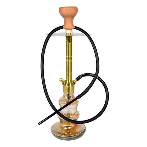 Brass  Hookah  With Silicon Pipe (100% Brass Metal) 21nch 