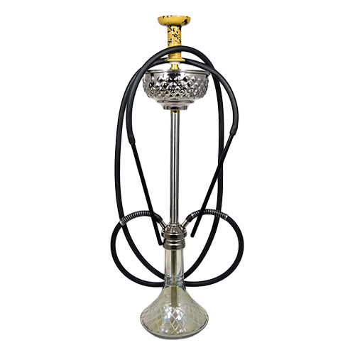 Steel  Double Hose Hookah With Silicon Pipe 34Inch
