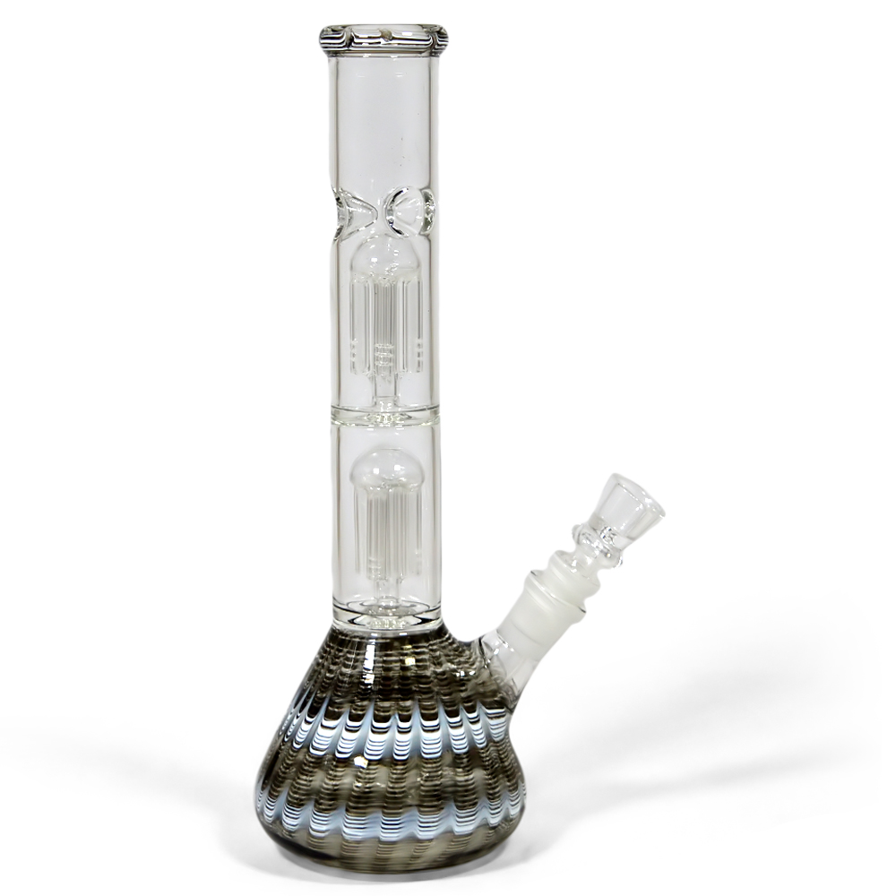 12 Inch Printed Color Double Percolator Glass Bong