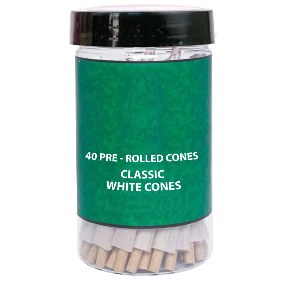 Classic White Paper Cones JAAR (40CT) 1 1/4 Size   84mm/26mm