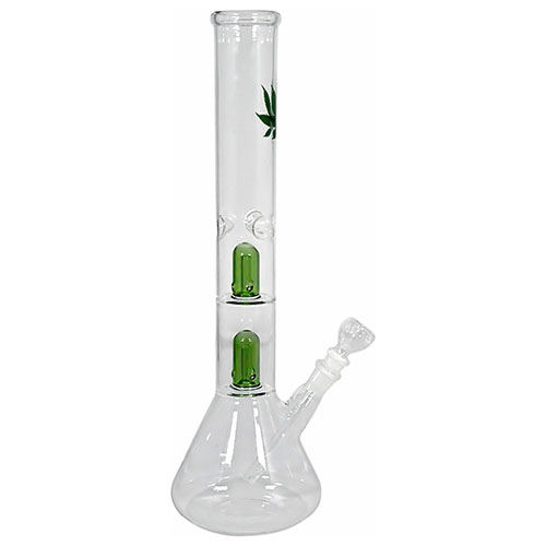 16 Inch Decal Print Double Percolator Glass Ice Bong