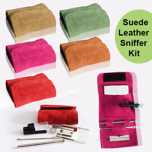 Small Size Suede Leather Pouch Pipe Case Pocket Sniffer Kit