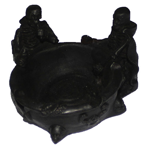 Resin Skeleton Skull Ashtray - (Black)