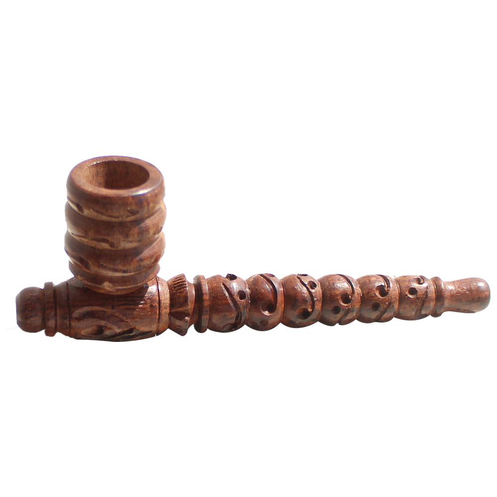 5-Inch 3 Round Cap Wooden Smoke Pipe(Brown)