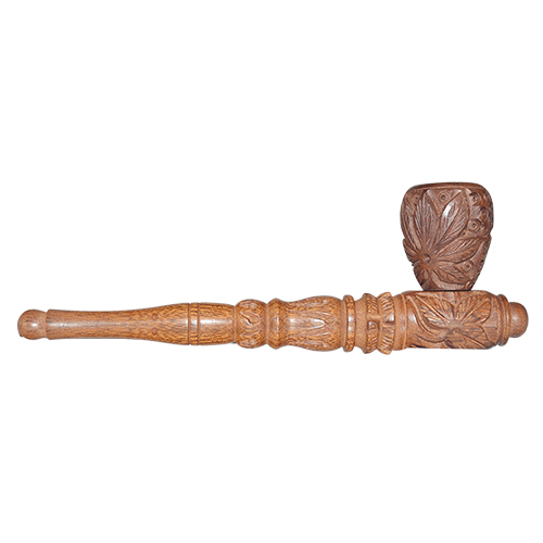 6-Inch Leafe Design Wooden Smoke Pipe (Brown)