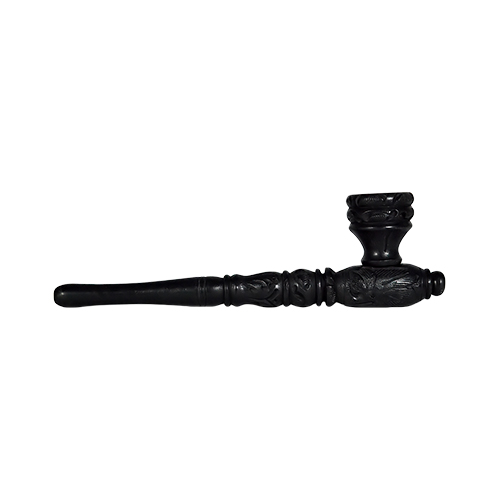 8-Inch Smoking Rounded Wooden Pipe (Black)