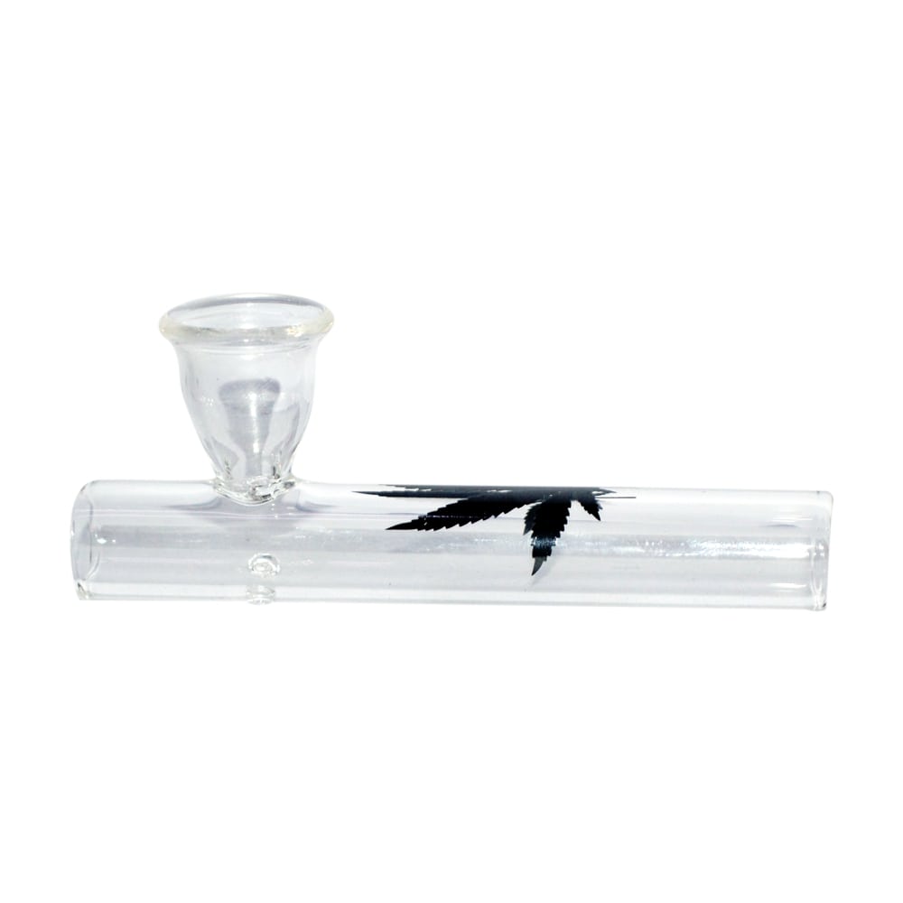 12 cm  Transparent Glass  Pipe With Sticker 